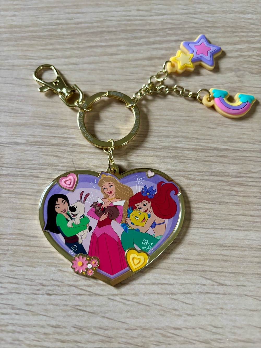 NWOT Disney Princess Heart Key & Charm Holder - Gold, Pink, Purple